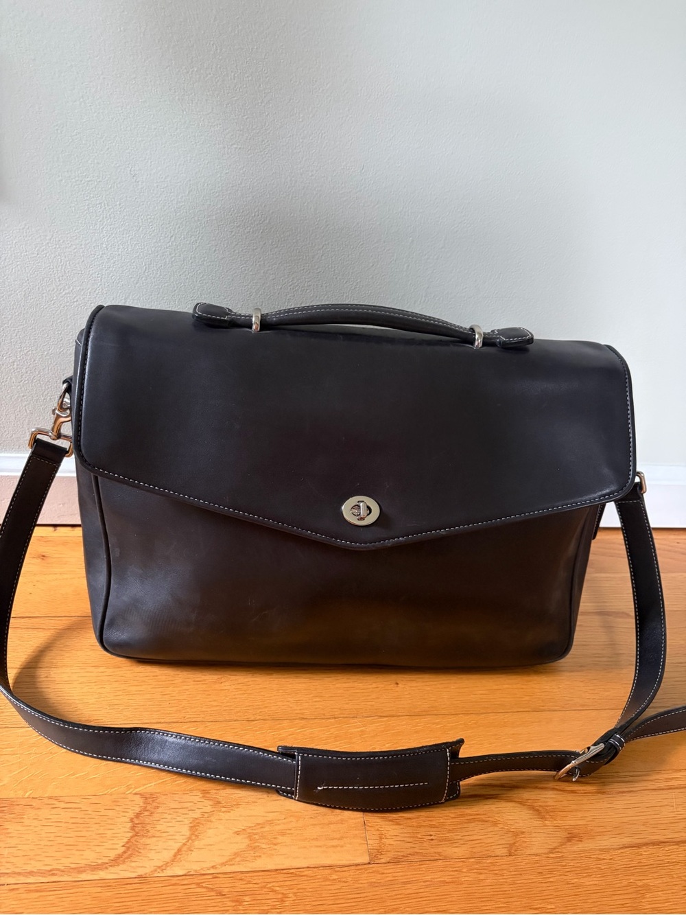 Vintage Coach Lexington Black Leather Messenger Bag Briefcase Classic Carryall